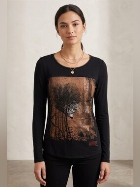 NWOT Edista Artsy Graphic Print Long Sleeve Top - Size PXS